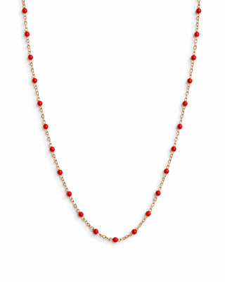 Red Enamel Dotted Chain Necklace