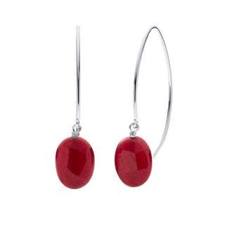 Ruby gemstone sterling silver drop earrings