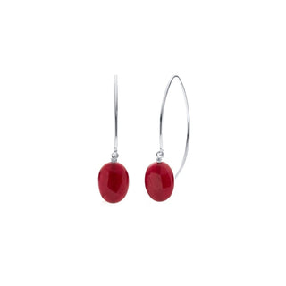 Ruby Red Jade Wishbone Earrings