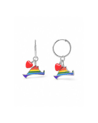 Rainbow Heart Martha's Vineyard Huggie Hoops
