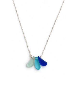 Cobalt Blue Seaglass Three Petal Necklace