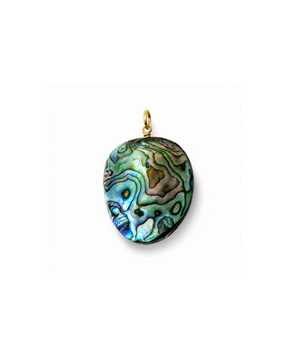 statement abalone shell charm gold fill on white background