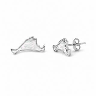 mother of pearl martha's vineyard stud earrings in sterling silver on white background