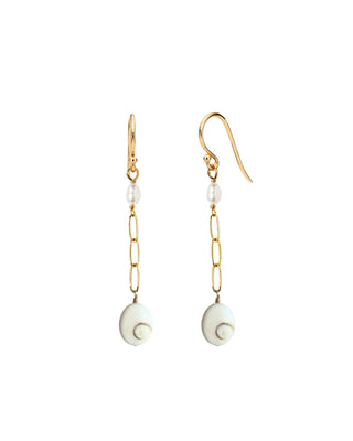 Paperclip & Pearl Swirly Shell Earrings