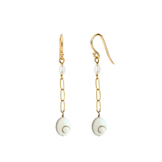 Paperclip & Pearl Swirly Shell Earrings