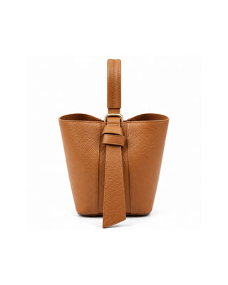 Italian Leather Bucket Bag, Solid Color Collection
