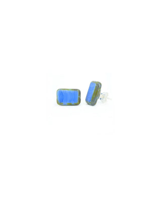 Hydrangea Blue Simple Glass Beaded Stud Earrings