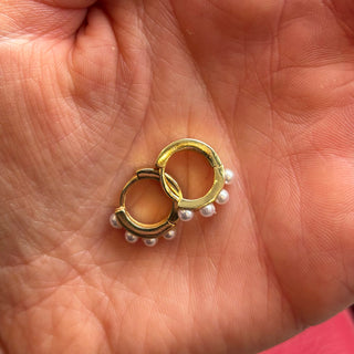 Tiny Pearl Huggie Hoop Earrings