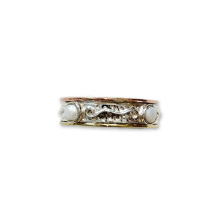 Tiny Pearl Sterling Silver Spinner Ring