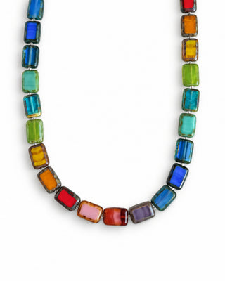 Multicolor Rainbow Glass Beaded Necklace, 18" Trilogy