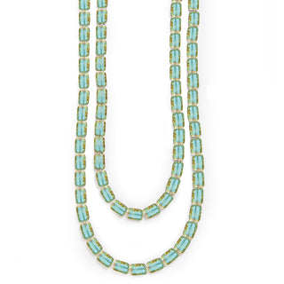 Aqua glass beaded long necklace