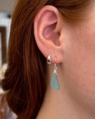 Turquoise Seaglass Petal Drop Earrings
