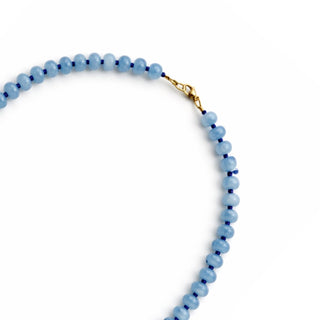 Soft Hydrangea Blue Smoothie Beaded Necklace (2-tone)
