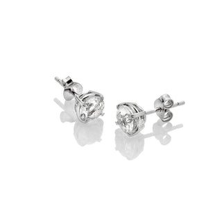 White Topaz Round-Cut Solitaire Stud Earrings, Sterling Silver with Prong Setting