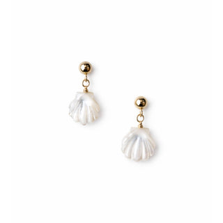 Mother of Pearl Scallop Shell Post Earrings