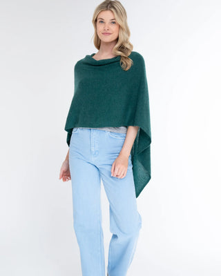 Dark Green 100% Cashmere Poncho