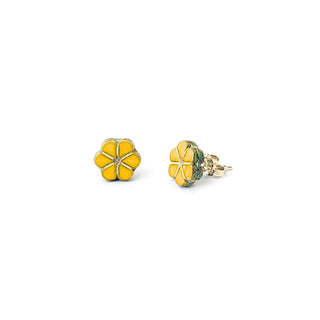 Yellow Tiny Daisy Sterling Silver Stud Earrings