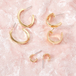 Gold Huggie Post Earrings, 1/4 inch