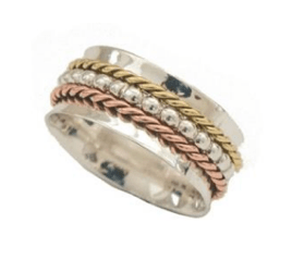 3-Toned Sterling Silver Spinner Ring