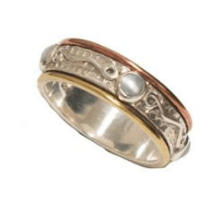 Tiny Pearl Sterling Silver Spinner Ring