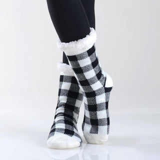 Cozy Slipper Socks with Buffalo Check Design