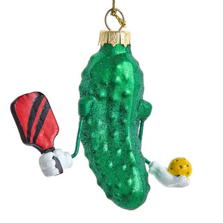 Glass Pickleball Pickle Ornament