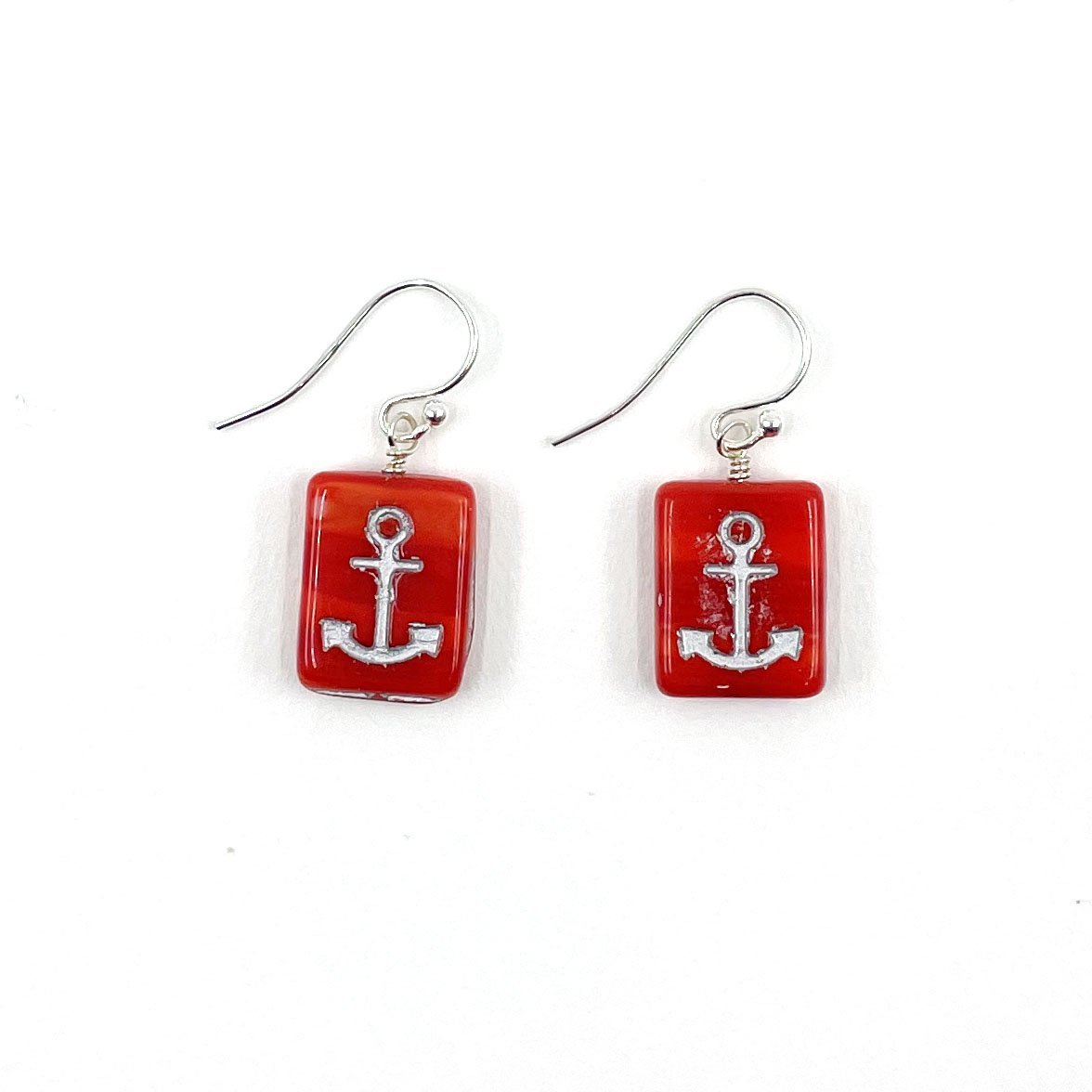 Red hot sale anchor earrings