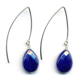 Deep Blue Jade Wishbone Earrings