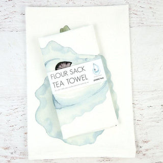 Oyster Tea Towel, Artisan Watercolor Reproduction