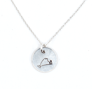 Martha's Vineyard Island, 18" Charm Pendant Necklace, 1/2" Diameter
