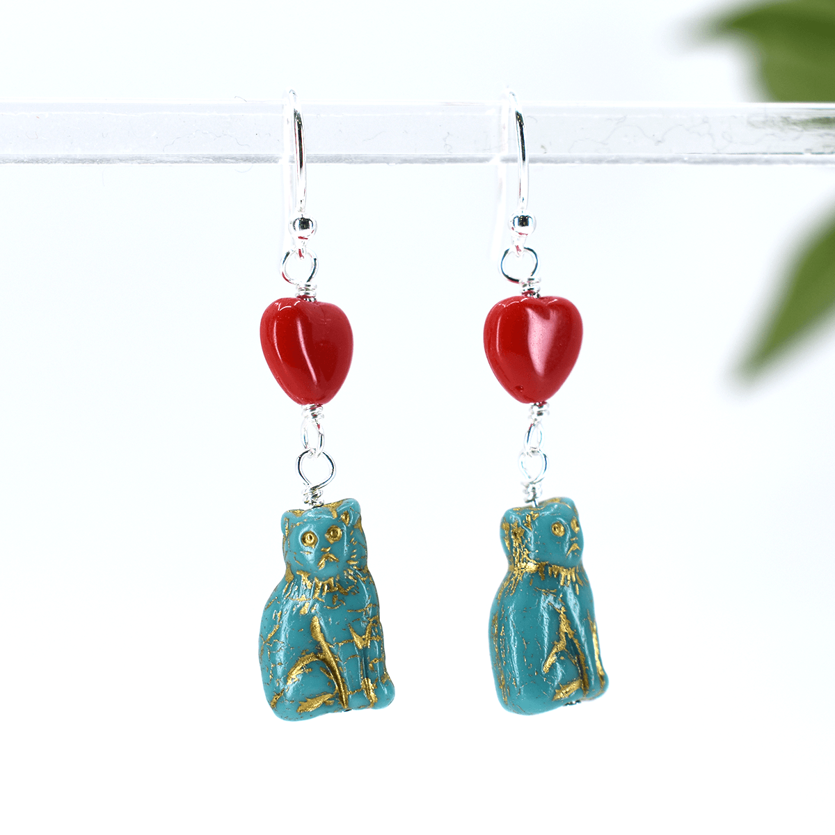 Fun Summer Earrings Heart Cat Drop Limited Edition Stefanie