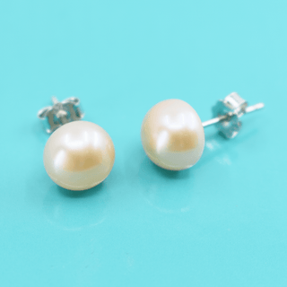 Freshwater Pearl Stud Earrings, Medium, 8mm, Sterling