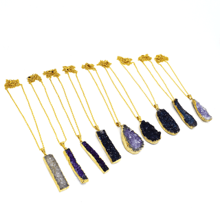 Amethyst Druzy Pendant Necklace, on Silver or Gold, Limited Edition