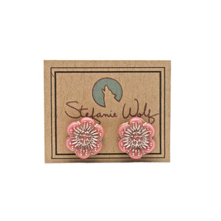 Flower Stud Earrings, Wild Rose
