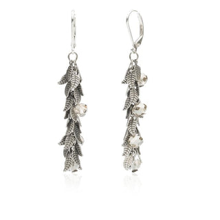 Gold or Silver Leaf Crystal Cluster Earrings