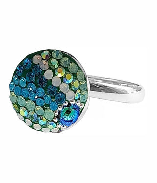 Mosaic Crystal Cocktail Ring, Circle, Small