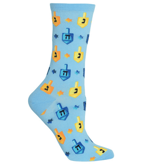 Socks with Dreidels, Lt Blue