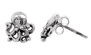 Octopus Stud Earrings, Sterling Silver