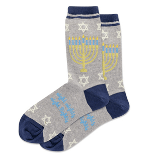 Socks with Menorah, Heather Grey