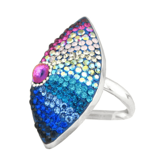 Mosaic Crystal Cocktail Ring, Almond