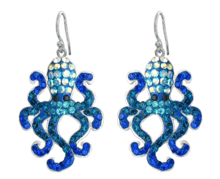 Mosaic Crystal Earrings, Sea Life: Mermaid, Jellyfish, Octopus, Shell
