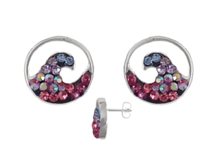Mosaic Crystal Stud Earrings, Assorted