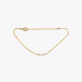 tiny three pearl gold chain bracelet