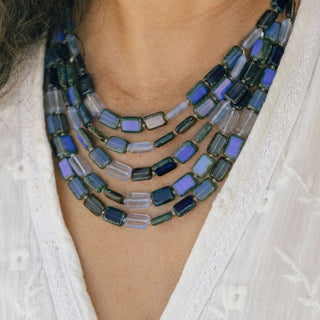 Mutistrand royal blue glass bead necklace