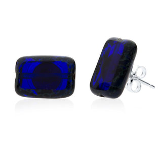 Glass Rectangle Trilogy Stud Earrings, SALE