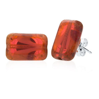 Glass Rectangle Trilogy Stud Earrings, SALE