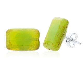 Glass Rectangle Trilogy Stud Earrings, SALE