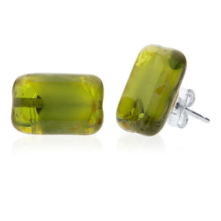 Glass Rectangle Trilogy Stud Earrings, SALE