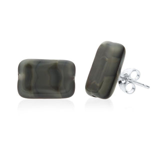 Glass Rectangle Trilogy Stud Earrings, SALE