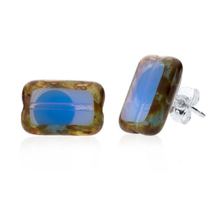 Glass Rectangle Trilogy Stud Earrings, SALE